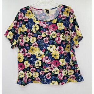 Shein Curve Women’s Plus Size Floral Scoop Neck Textured Blouse T Shirt Size 4XL